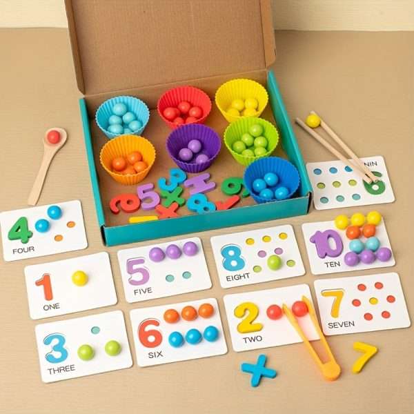 04cf1c5b928c1f60a9a5472287e7f511-1.jpg 1 Set Of Montessori Math Teaching AIDS Baby Number Cognition Matching Puzzle Benefit Intelligence Clip Beads Children's Fine Action Toys