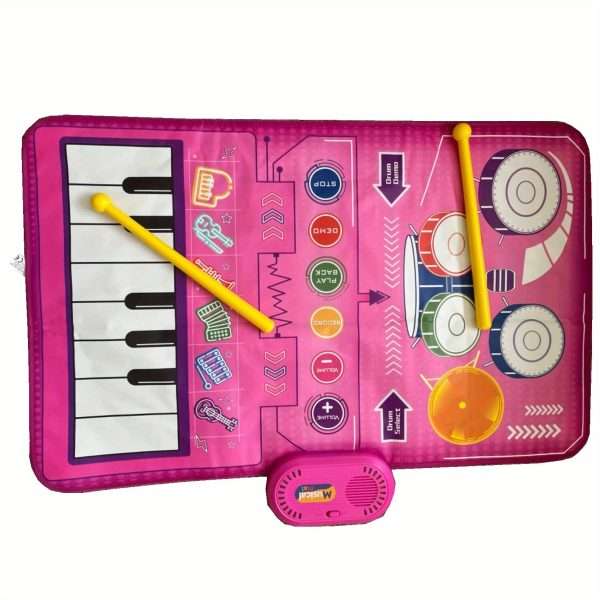 Toddler Piano Keyboard & Drum Floor Mat with Sticks - Early Musical Learning Sensory Toys for 12-18 Months - 2-in-1 Baby Toy for Boys and Girls - Perfect Birthday Gift for 1, 2, and 3 Year Olds