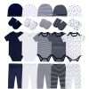 Baby Boy's 20pcs Newborn Clothes Gift Cotton Suit - 5pcs Short Sleeve Rompers +5pcs Pants +5pcs Hat +5pcs Gloves Set