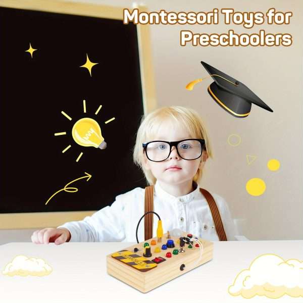 08a93d6893b0b446e04ac4c4aaa89ae6.jpg 1pc Sensory Toy, Montessori Busy Board, LED Light Switch Sensory Toy, Travel Toy, Christmas, Thanksgiving Day Gift Easter Gift