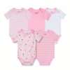5-Piece Adorable Baby Girls Cotton Romper Set - Perfect for Newborns!