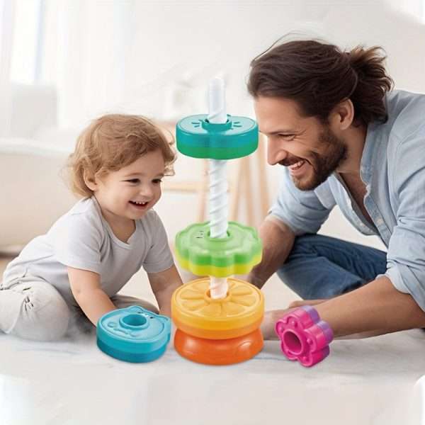 0fbec77571453682469fec2711dda975-1.jpg New Rotating Rainbow Rotating Music Stacking Music Baby Infant Color Shape Cognition Early Education Puzzle Development Intelligence Sleeve Circle Children's Toys For Boys And Girls