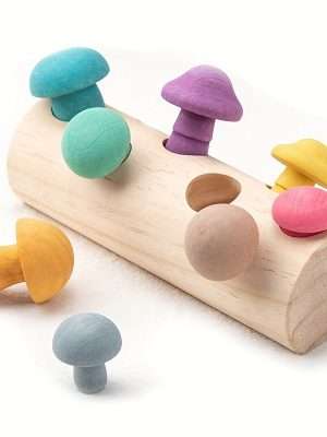 Wooden Macaroon Mushroom Toy for Early Education and Concentration Training - Fun and Engaging Baby Toy!