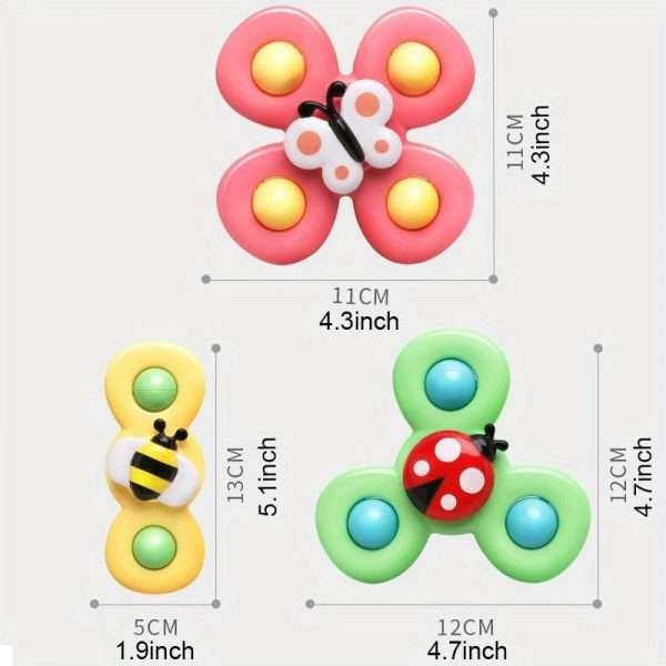 1695891630476-d20a9f8618764505b2ecc916f9a56361-goods.jpg 3pcs/set Educational Baby Bath Toys - Suction Cup Spinner Rattles with Cartoon Characters - Fun and Stimulating for Boys and Girls
