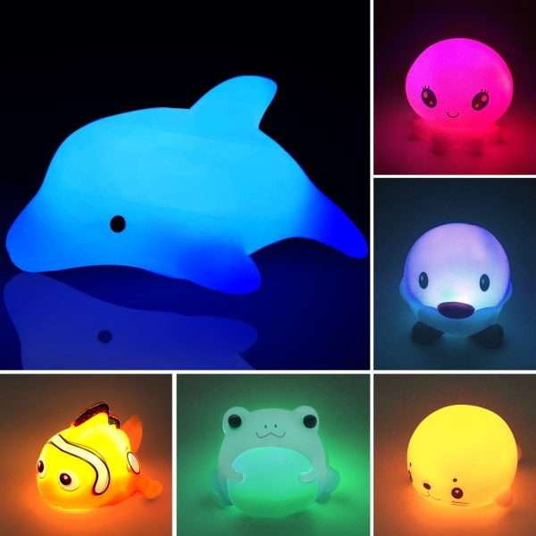 1698469694704-b0db8ab67b4c468198b8d00dc01562f7-goods.jpg 6 pcs Color Changing Light Up Bath Toys for Kids - Fun Floating Rubber Toys for Bathtub and Shower Games - Perfect for Toddlers and Children