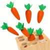 Montessori Toys For 1 2 3 Year Old Toddlers, Carrot Harvest Game Wooden Toy For 12 18 Months Baby Boys And Girls, Educational Learning Shape Sorting Matching Gifts For Babies 1-3