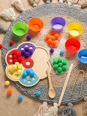 Flower Rainbow Board Toy, Montessory Toy, Exercise Baby Hand Movement Good Helper