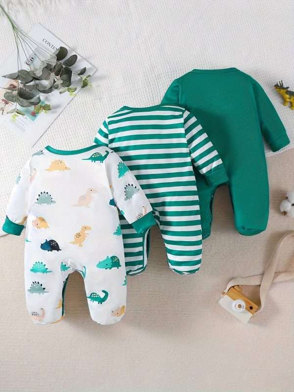 Baby Boys Star Printed Footed Bodysuit 3 Piece Set