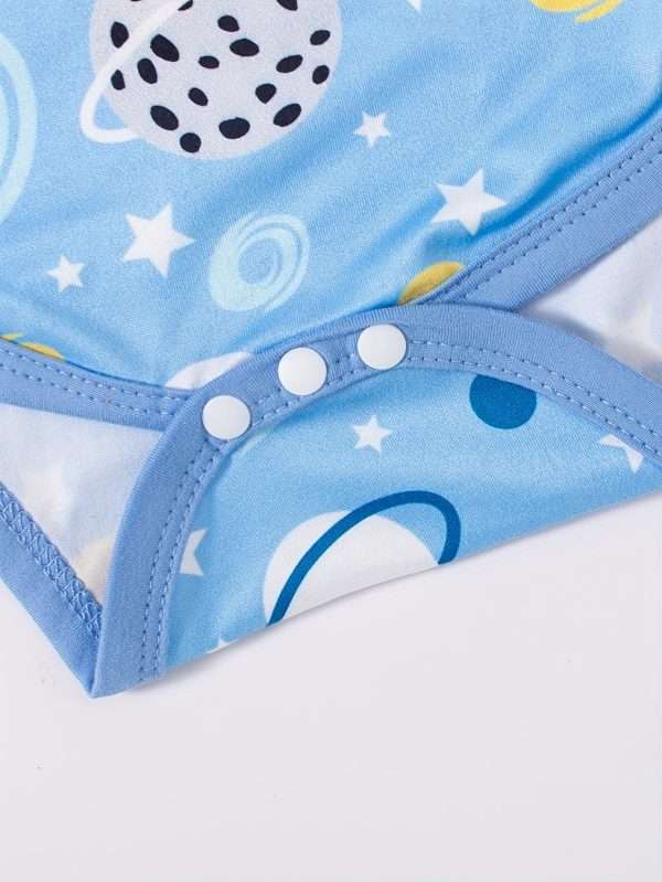 4 Sets Baby's Cartoon Pattern Short Sleeve Set, Onesie & Hat & Pants, Baby Boy's Clothing