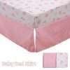 3Pcs Cotton Crib Bed Linen Kit For Boy Girl Baby Bedding Set Includes Bed Quilt/bed Cover/bed Skirt Cute Cartoon Elephant Print