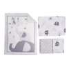 3Pcs Cotton Crib Bed Linen Kit For Boy Girl Baby Bedding Set Includes Bed Quilt/bed Cover/bed Skirt Cute Cartoon Elephant Print