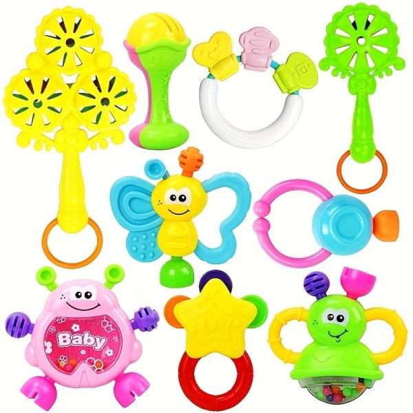 3e5eb2728cbe9836297d159d12939d9f-1.jpg 9pcs/set Educational Hand Rattles for Infants - Fun and Cute Baby Toys for Christmas, Halloween, Thanksgiving, New Year's, and Valentine's Day Gifts