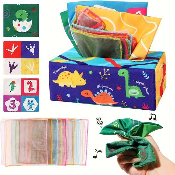 444119f5c4d2cefeb40de3db8fcd29d3-1.jpg Montessori Baby Sensory Toy Set - Crinkle Paper Scarves and Tissue Box Toy for Early Learning and Development - Perfect Christmas or Easter Gift Idea
