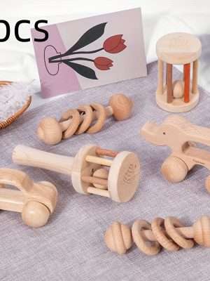 Beechwood Simple Baby Hand Rattles Car Early Learning Wooden Baby Grasping Soothing Nibbling Toys Large Particles