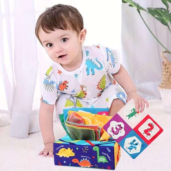 49bb89f30de3b9079f58a7740ad5d4fa.jpg Montessori Baby Sensory Toy Set - Crinkle Paper Scarves and Tissue Box Toy for Early Learning and Development - Perfect Christmas or Easter Gift Idea