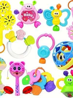 9pcs/set Educational Hand Rattles for Infants - Fun and Cute Baby Toys for Christmas, Halloween, Thanksgiving, New Year's, and Valentine's Day Gifts