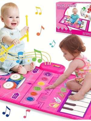 Toddler Piano Keyboard & Drum Floor Mat with Sticks - Early Musical Learning Sensory Toys for 12-18 Months - 2-in-1 Baby Toy for Boys and Girls - Perfect Birthday Gift for 1, 2, and 3 Year Olds