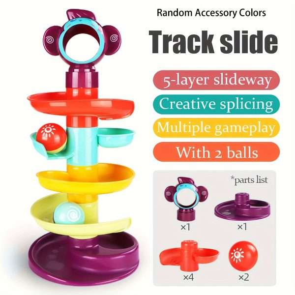 50170b51-078b-471a-aa45-4581d918d0b4.jpg Educational Track Slide Tower with Rolling Balls - Stackable and Rotating Ball Toy for Early Childhood Development - Perfect Gift for Boys and Girls