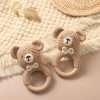 Baby Beech Wooden Pure Cotton Crochet Ringing Bell, Brown Bear Ring Wooden Baby Gym Montessori Toy Halloween Easter Gift