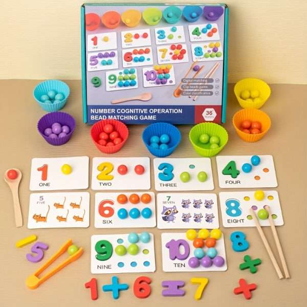 5663e64de8a706a5f6e5e314ee0e67d9-1.jpg 1 Set Of Montessori Math Teaching AIDS Baby Number Cognition Matching Puzzle Benefit Intelligence Clip Beads Children's Fine Action Toys