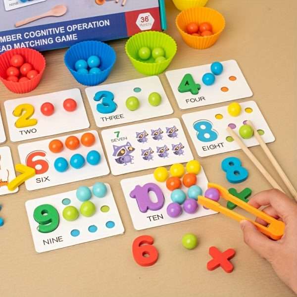 5efe7613540d25dd94376b51a86cef01-1.jpg 1 Set Of Montessori Math Teaching AIDS Baby Number Cognition Matching Puzzle Benefit Intelligence Clip Beads Children's Fine Action Toys