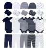 Baby Boy's 20pcs Newborn Clothes Gift Cotton Suit - 5pcs Short Sleeve Rompers +5pcs Pants +5pcs Hat +5pcs Gloves Set