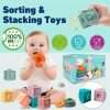 6 In 1 Baby Toys, Montessori Toy Soft Building Blocks Stacking Ring Infant Teething Toy Pull String Toy, Suction Cup Spinner Toy Eggs Color Matching Game Shape Sorter Sensory Bin