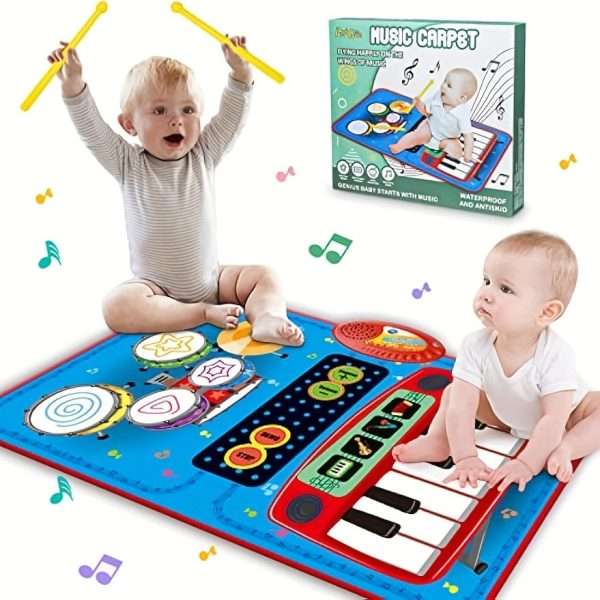 61a1b32179a4e1a31a9f17f98d06e35f.jpg Musical Blanket Toddler Piano & Drum Mat with 2 Sticks - 2-in-1 Learning Floor Blanket for 1-3 Year Old Boys & Girls - Perfect Birthday Gift for Little Musicians