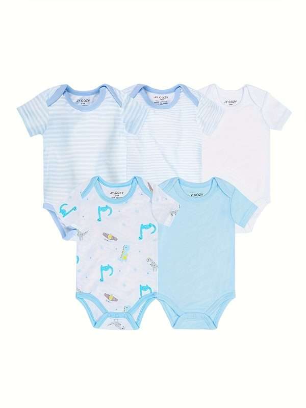 5-Piece Adorable Baby Girls Cotton Romper Set - Perfect for Newborns!