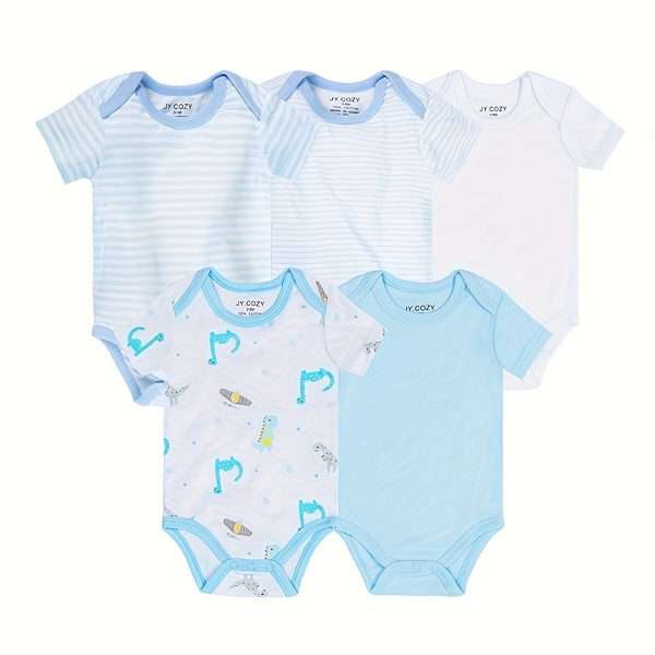 5-Piece Adorable Baby Girls Cotton Romper Set - Perfect for Newborns!