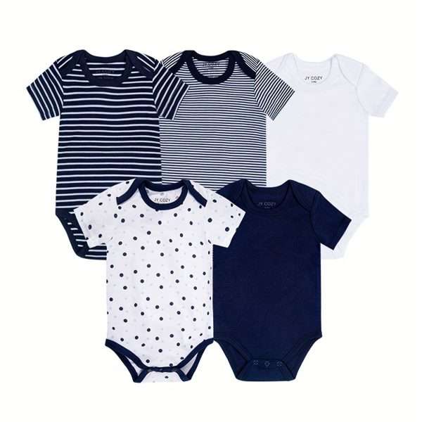 5-Piece Adorable Baby Girls Cotton Romper Set - Perfect for Newborns!