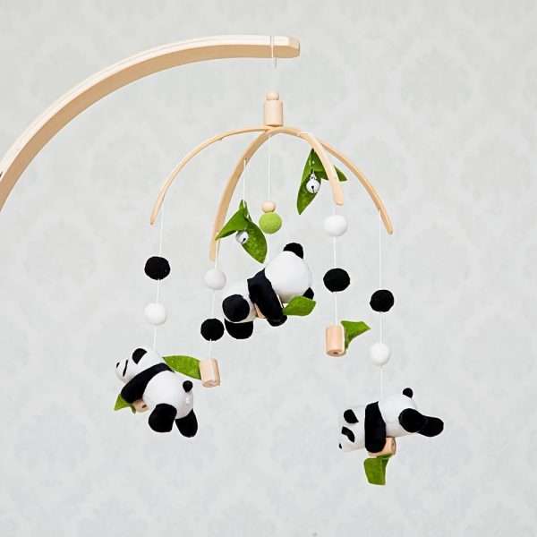 Cartoon Panda Bed Bell, Manual Music Rattle, Sleep Rotating Rattle Toy, Plush Toy