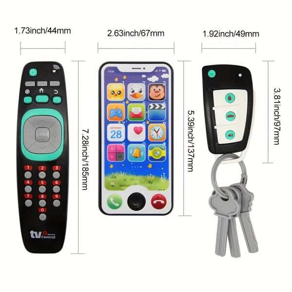 66cecf8eb0ca3efc056c8efaee7dedce-1.jpg Baby Music Toy Set with Simulated Remote Control, Car Key, and Mobile Phone - Enhance Your Child's Imagination and Coordination Skills