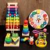 6 In 1 Wooden Montessori Toys, Preschool Kids Educational Toys, Musical Instruments Multifunctional Preschool Teaching Toys, Beads, Clock Shape, Caterpillar Shape Halloween Thanksgiving Christmas Gift