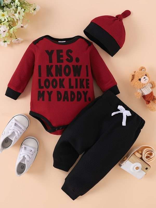 727151ad776627cccc5053846bfab998-1.jpg Waffle Bear Embroidery Cute Outfit Toddler Baby Boys Clothes Long Sleeve Triangle Romper +Casual Trousers + Hat Set For Fall Winter