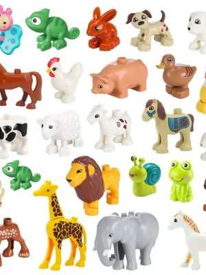 74 Styles Big Size Building Blocks Animal Figures Accessories Block Lion Panda Snail Bricks Assembly Toys For Children Kids Gift