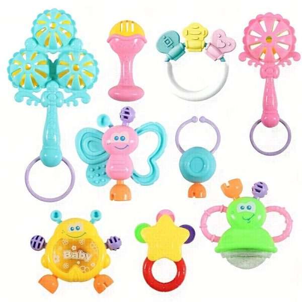 7768742e-30f1-4e0d-8b24-3d53db41ef13.jpg 9pcs/set Educational Hand Rattles for Infants - Fun and Cute Baby Toys for Christmas, Halloween, Thanksgiving, New Year's, and Valentine's Day Gifts