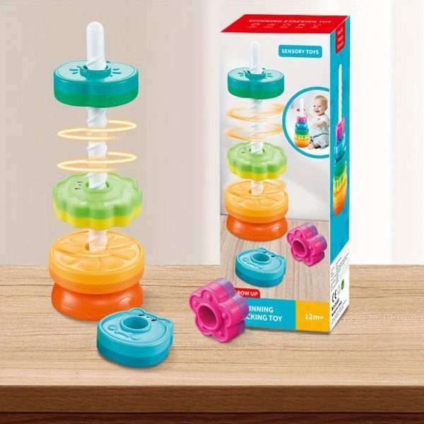 78f5d18824801393ba47358a58cd10e0-1.jpg New Rotating Rainbow Rotating Music Stacking Music Baby Infant Color Shape Cognition Early Education Puzzle Development Intelligence Sleeve Circle Children's Toys For Boys And Girls