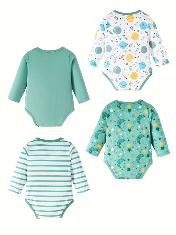 7910d87787d85f96f44f2f5a5acda196-1.jpg Baby Boys Happy Outfit Pregnant Women's Gifts - Solid Color & Starry Sky & Striped & Cosmic Cute Long Sleeve Top + Pants + Hat + Gloves Set