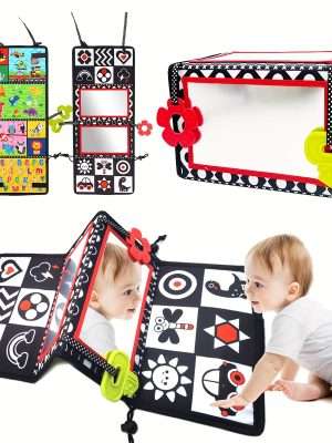 Tummy Time Mirror Toy, Foldable Floor Mirror Toy, Montessori Early Educational Toy