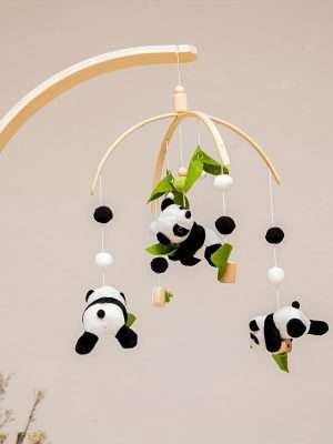 Cartoon Panda Bed Bell, Manual Music Rattle, Sleep Rotating Rattle Toy, Plush Toy