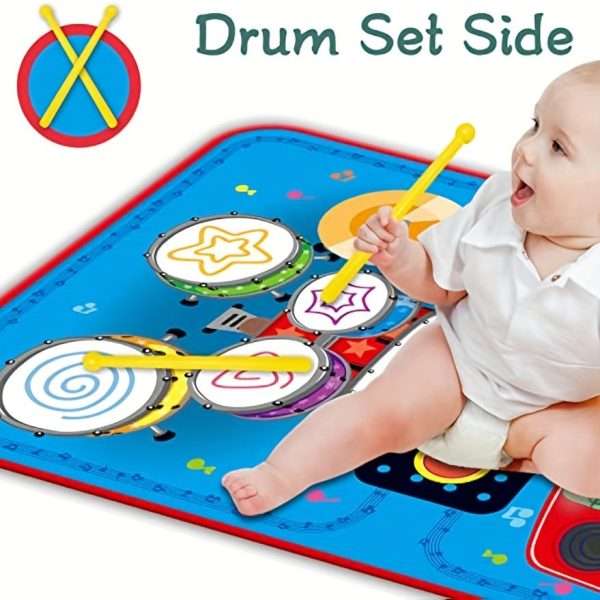 8084644c38814296dc0703111183b6c0.jpg Musical Blanket Toddler Piano & Drum Mat with 2 Sticks - 2-in-1 Learning Floor Blanket for 1-3 Year Old Boys & Girls - Perfect Birthday Gift for Little Musicians