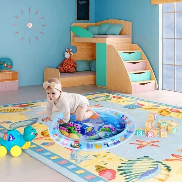 8127ed21d6d53c107ac31233051333c7.jpg Inflatable Baby Water Mat - Promotes Motor and Sensory Development - Aquarium Activity Mat for Boys and Girls - Sensory Stimulation Gift for Infants - 25.6 Inches - Perfect for Christmas, Halloween, and Thanksgiving Gifts