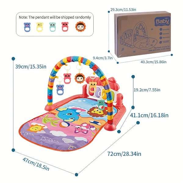 8dcd0c79-5a9b-4563-9ef7-9d839a7e7706.jpg 1pc Musical Baby Gym Play Mat with Piano Pedal Toy - Perfect for Developing Motor Skills and Sensory Awareness in Infants - Random Pendant Style - Ideal Gift for Christmas, Halloween, Thanksgiving, and Easter