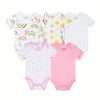 5-Piece Adorable Baby Girls Cotton Romper Set - Perfect for Newborns!