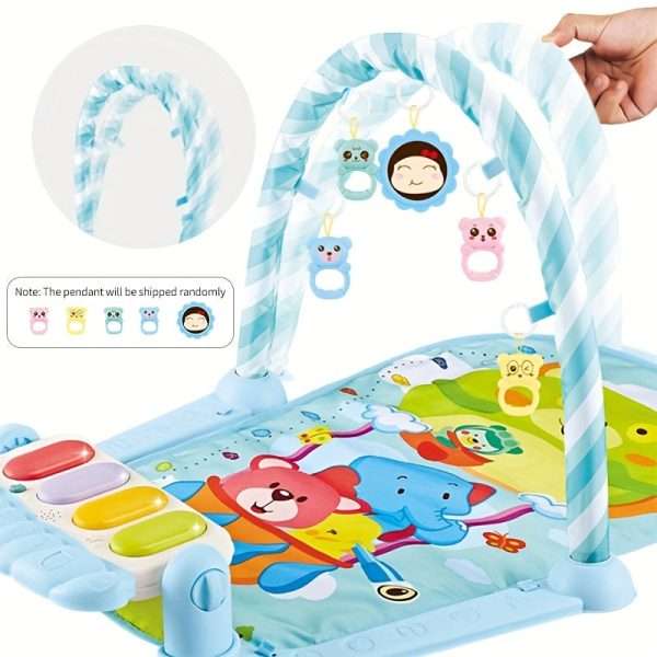 8ecafa9db2ed7f6fb6147ab0a35f6db1.jpg 1pc Musical Baby Gym Play Mat with Piano Pedal Toy - Perfect for Developing Motor Skills and Sensory Awareness in Infants - Random Pendant Style - Ideal Gift for Christmas, Halloween, Thanksgiving, and Easter