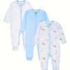 Baby Boy's Long Sleeve Cotton Rompers Three-piece Set, Pregnancy Gift