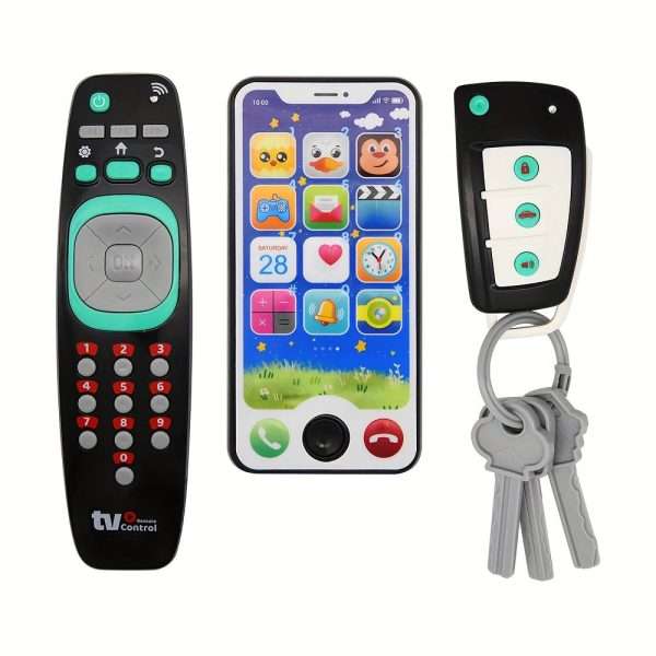 9a23e150689e1ddb5dc0c0503d3760f6-1.jpg Baby Music Toy Set with Simulated Remote Control, Car Key, and Mobile Phone - Enhance Your Child's Imagination and Coordination Skills