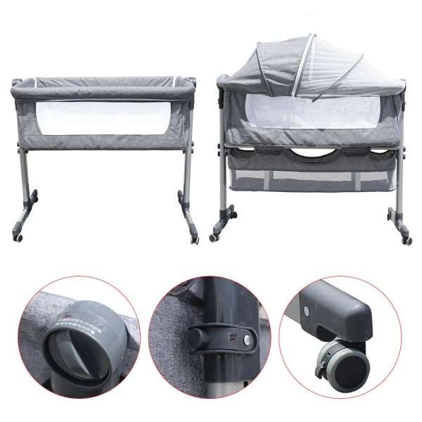 Baby-Bed-Side-Crib-Newborn-Bassinet-Bedside-Crib-Infant-Sleeper-Bed-Cradle-Gray-Adjustable-Tilting-Cradle_8a35f4f7-7a4a-4771-b2e9-2a02b9550d8b.jpg Baby Bed Side Crib Newborn Bassinet Bedside Crib Infant Sleeper Bed Cradle Gray Adjustable Tilting Cradle Bed Portable 80-85cm