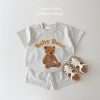Korea 2022 Summer New Infant Baby Boy Clothes Set Cartoon 3D Bear Printed T shirts Tops+Toddler Girl Breathable Shorts 2pcs Set